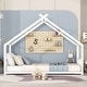 preview thumbnail 2 of 5, Twin Size Metal House Bed, White
