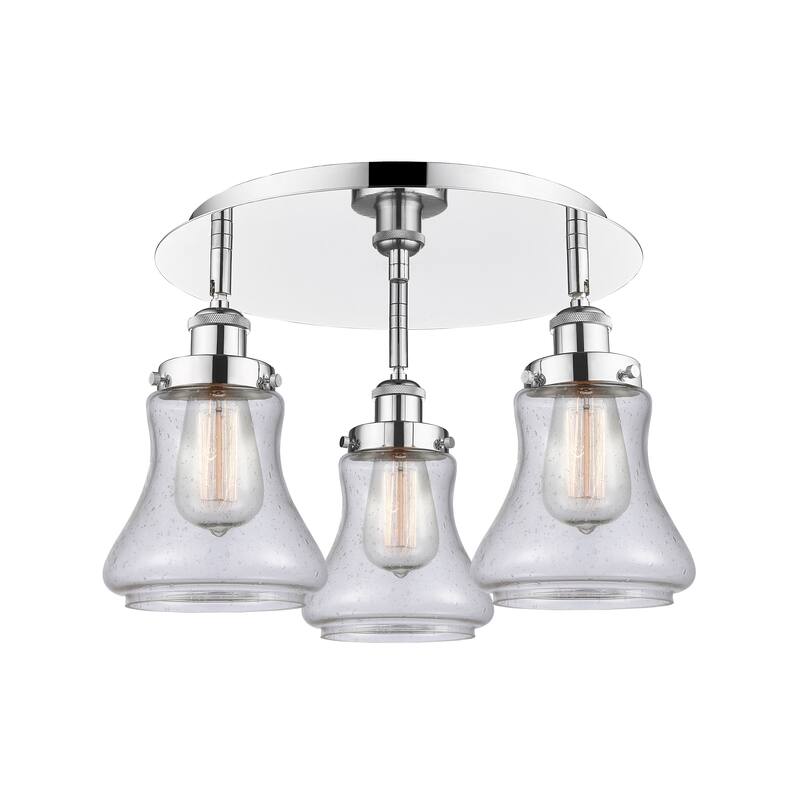 Innovations Lighting Bellmont - 3 Light 18" Flush Mount - Polished Chrome/Seedy