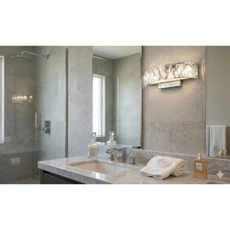 Chrome Stainless Steel LED Wall Sconce With Clear Crystal Accents