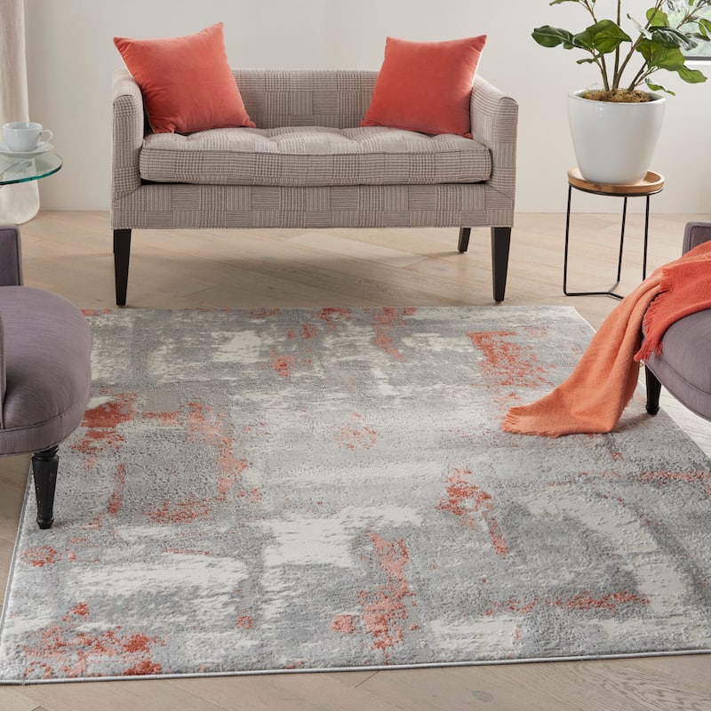 Nourison Elation Modern Abstract Area Rug - 5' 3" x 7' 3" - Grey Brick - Rectangle