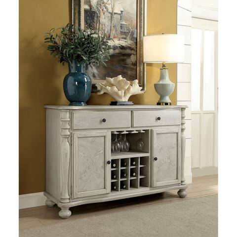 Solid Wood Server in Antique White Finish
