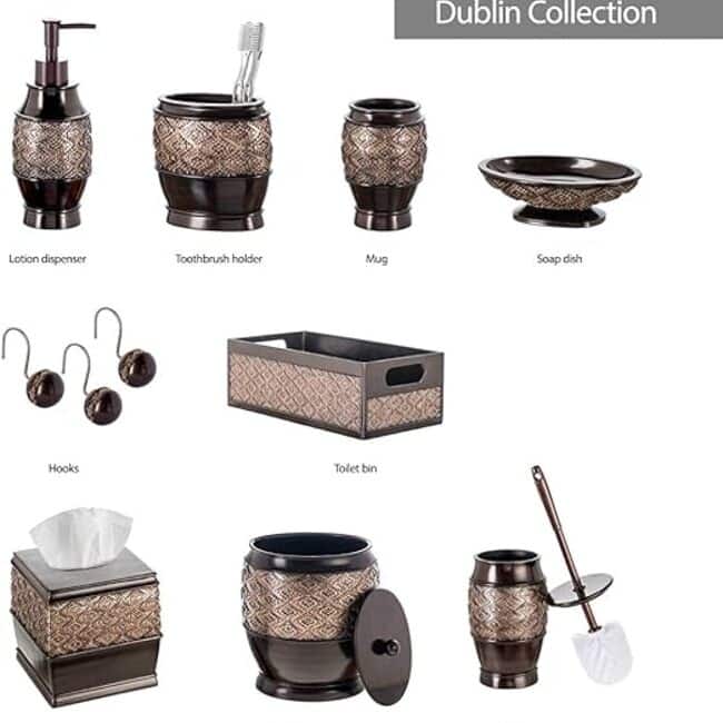 Creative Scents Dublin Brown Shower Curtain Hooks - Set of 12