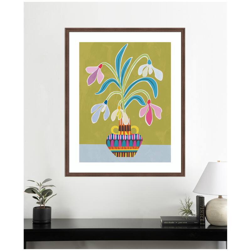 Kate and Laurel Framed Art Snowdrops the January Birth Flower by Rachel Lee