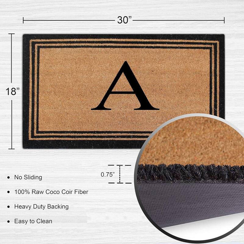 A1HC Pure Natural Coir Monogrammed Heavy Duty PVC Backing Doormat