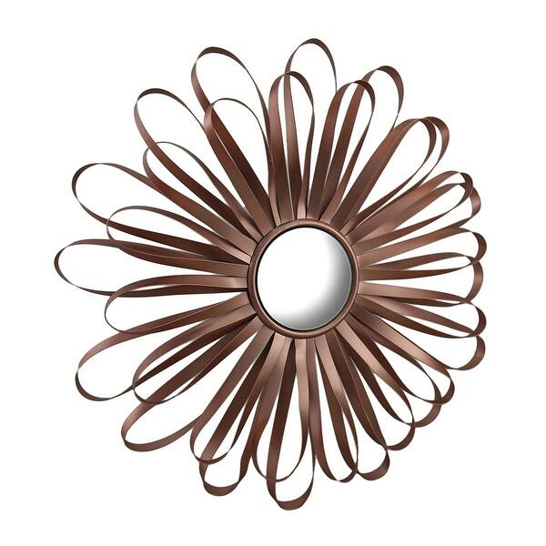 Shop Retro Ribbon Flower Rose Gold Finish Metal Wall Mirror 16 Inch Copper Overstock 16750688