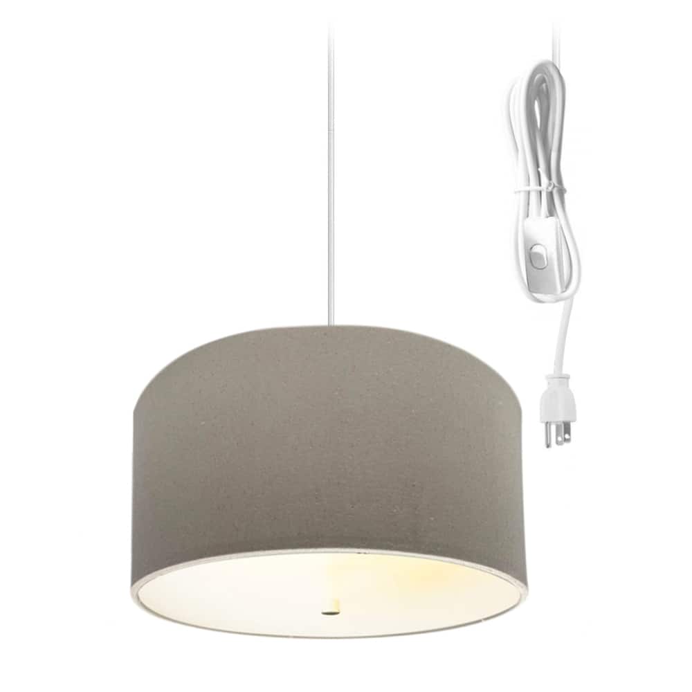 2 Light Swag Plug-In Pendant 14"w Light Oatmeal with Diffuser, White Cord - N/A