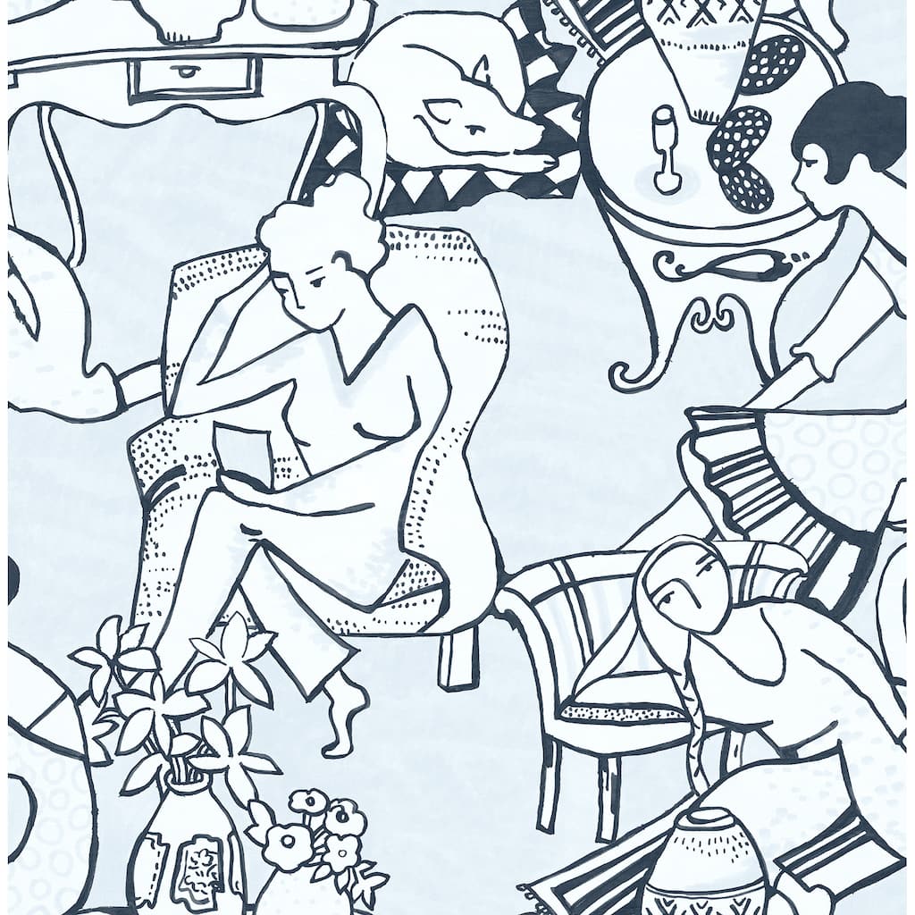 NuWallpaper Illustrative Blue Leisure Ladies Novelty Peel & Stick Wallpaper