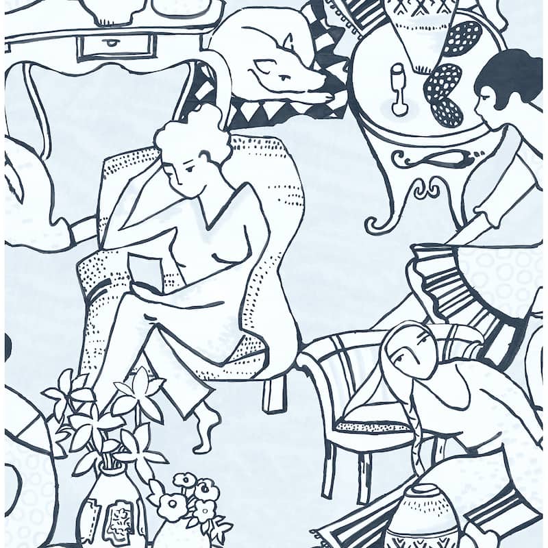 NuWallpaper Illustrative Blue Leisure Ladies Novelty Peel & Stick Wallpaper