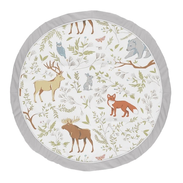 slide 2 of 2, Sweet Jojo Designs Grey, Green and Brown Woodland Animal Toile Collection Baby Tummy Time Playmat
