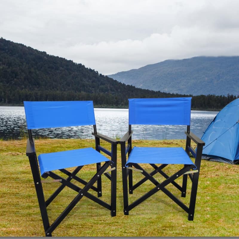 2-Piece Populus Wood & Canvas Director's Chair Set, Foldable