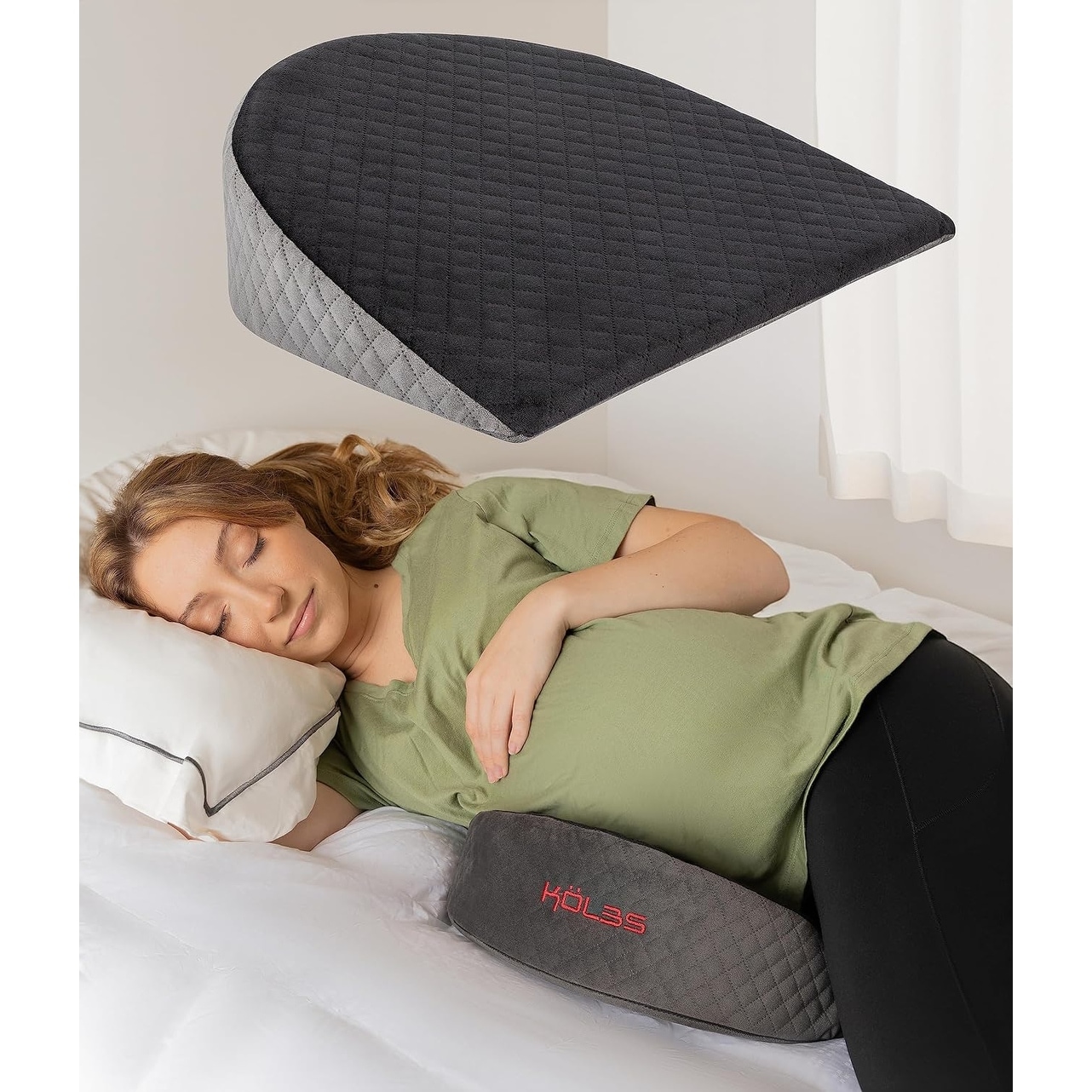 Ealdun Trade LLC Memory Foam Pregnancy Pillow for Sleeping Back Knees and Legs Maternity Wedge Pillow for Belly Support Soft Standard Single