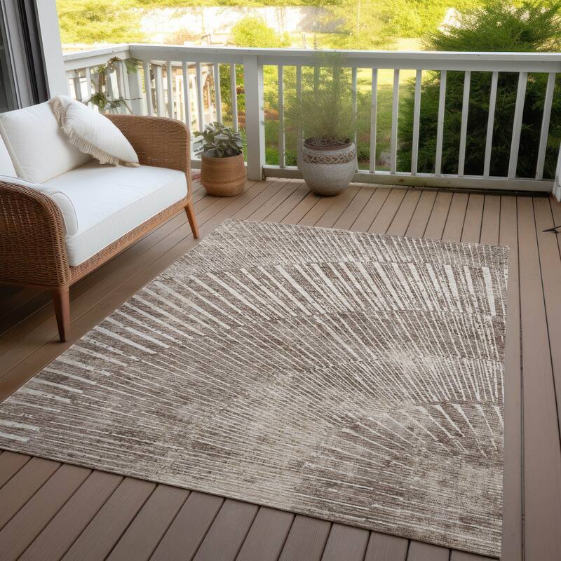 Alnana Contemporary Abstract Weather Resistant Classic Meets Modern Outdoor Rug