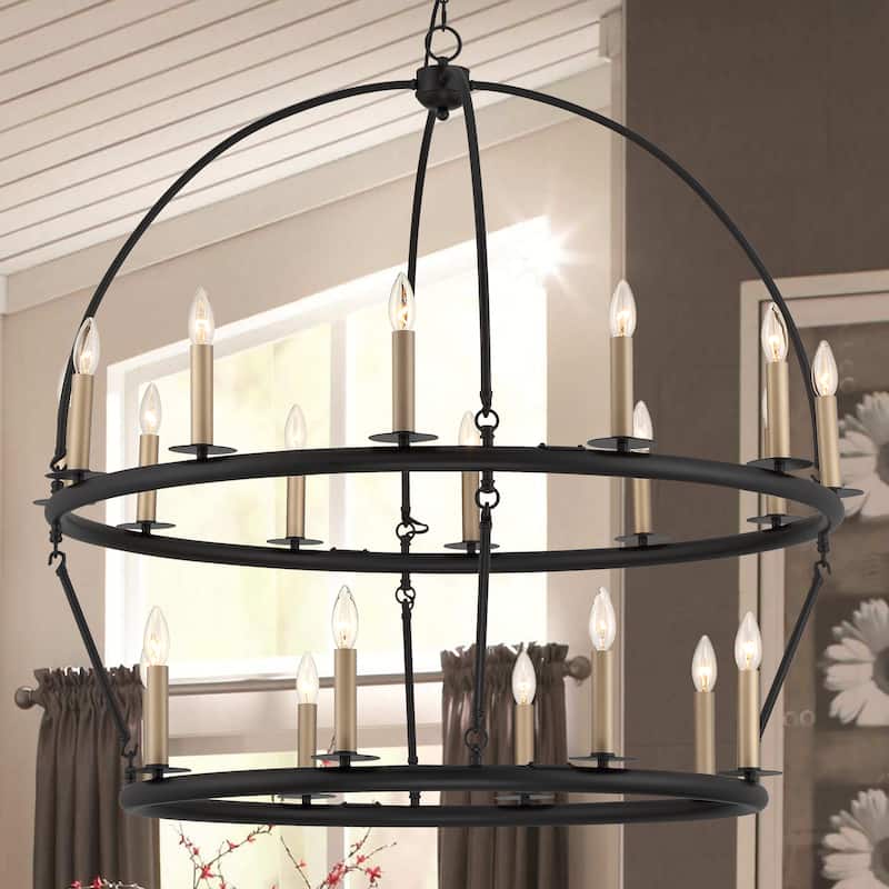 20 Light Wagon Wheel Candle Style Chandelier - 41.34"x41.34"x40.09"