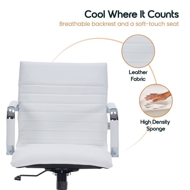 Harris Ergonomic Mid-Back Leather Office Chair with Metal Frame, Adjustable Height, Tilt Lock, and Swivel for Home Office