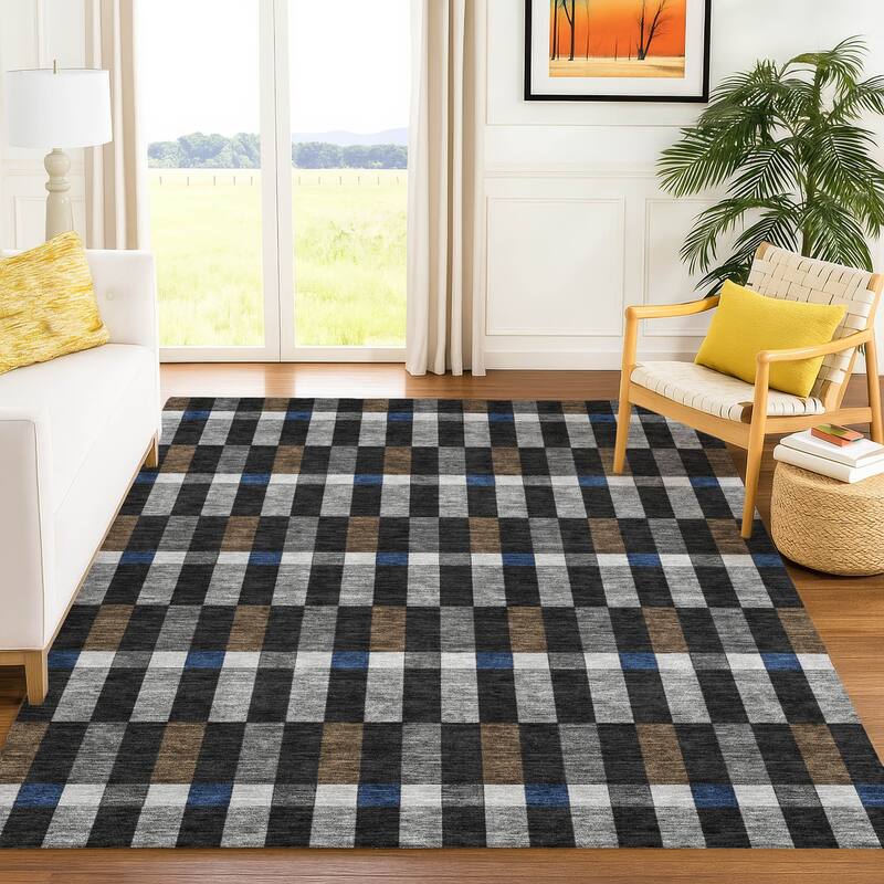 Machine Washable Indoor/ Outdoor Modern Chanute Chantille Rug