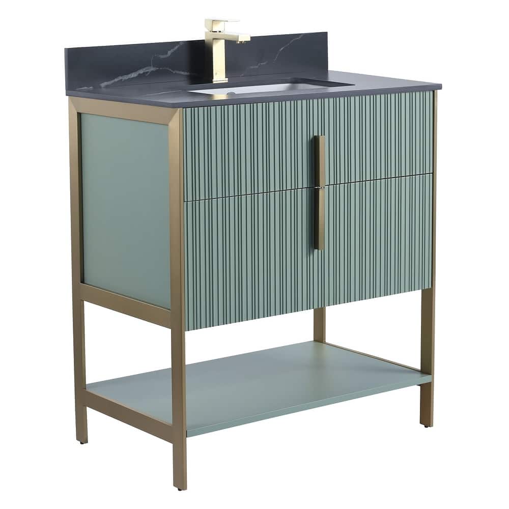 Fine Fixtures Serenity Modern Bathroom Vanity with Black Sintered Stone Top