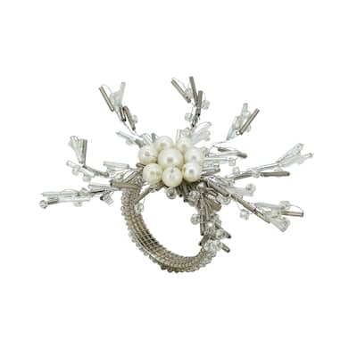 Whimsical Wonder Beaded Napkin Ring (Set of 4) - Silver