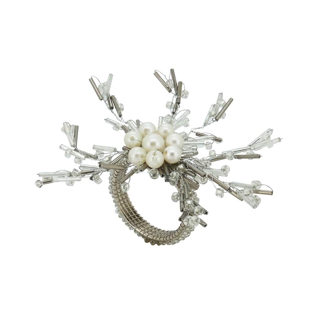 Whimsical Wonder Beaded Napkin Ring (Set of 4) - Silver