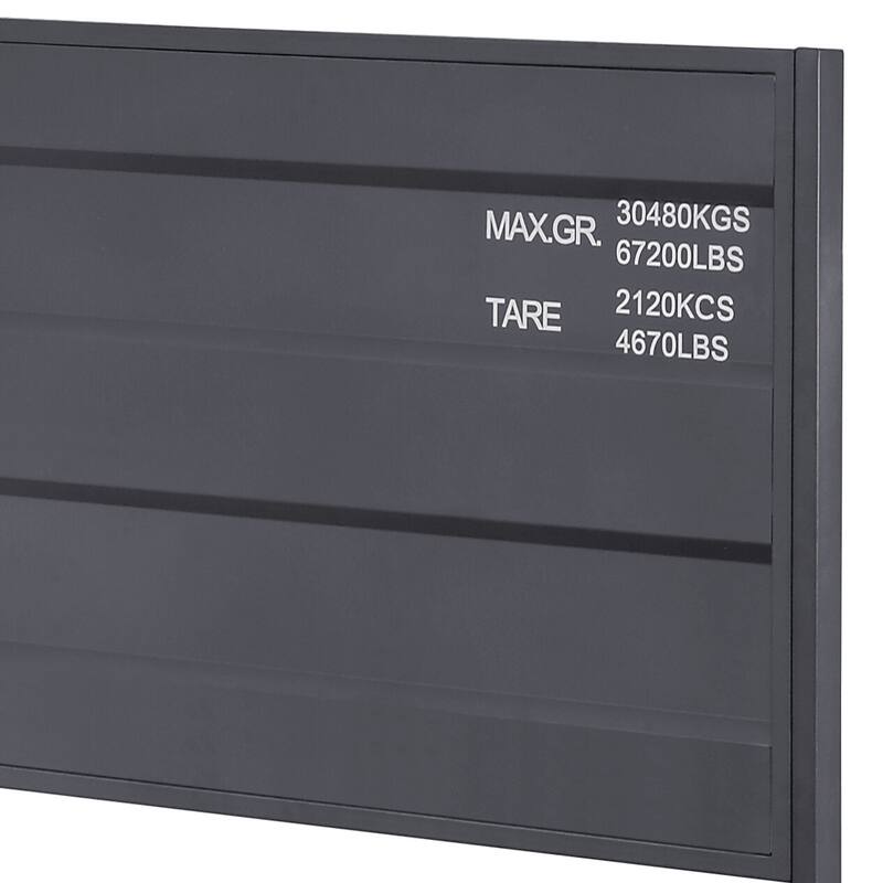 Industrial Style Gunmetal Platform Bed with Panel Headboard and Footboard, No Box Spring Required