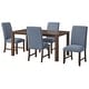 preview thumbnail 32 of 32, Lifestorey Dakota Dining Set 5-Piece Walnut/Blue Solid