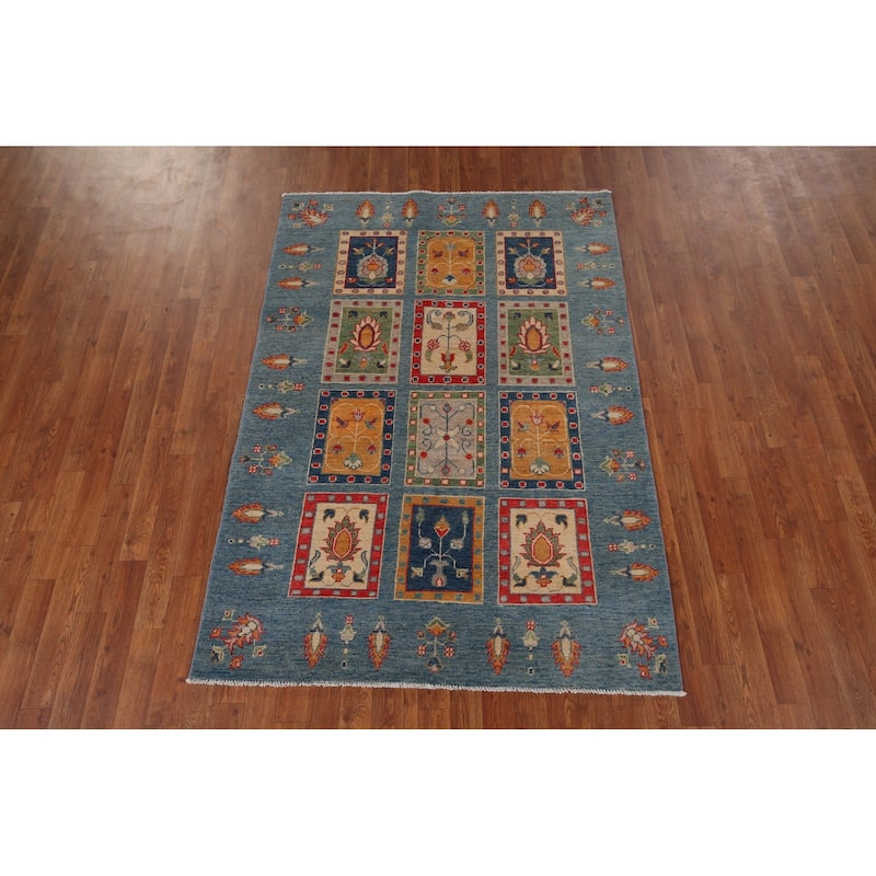 Garden Design Kazak Oriental Area Rug Handmade Wool Carpet - 4'3" x 6'2"