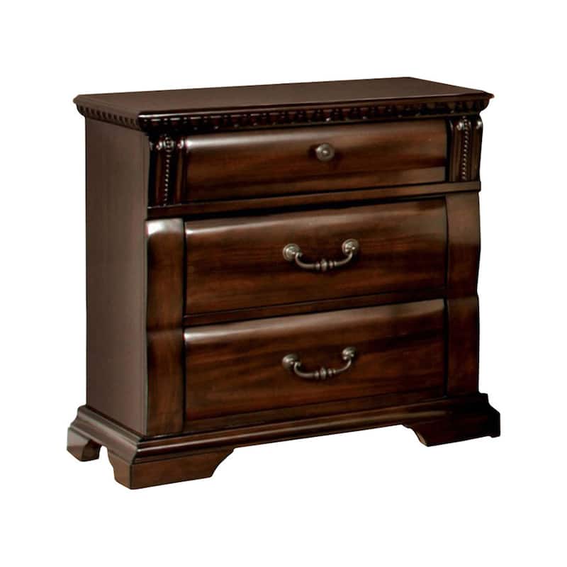 Koi 4 Piece California King Bedroom Set, Intricate Trim, Post, Cherry Brown Wood