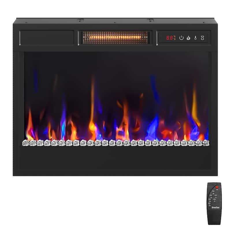 23 inch Electric Fireplace Heater Insert with Remote Control (1000-1500W) - 23 inch - Black - 23 inch