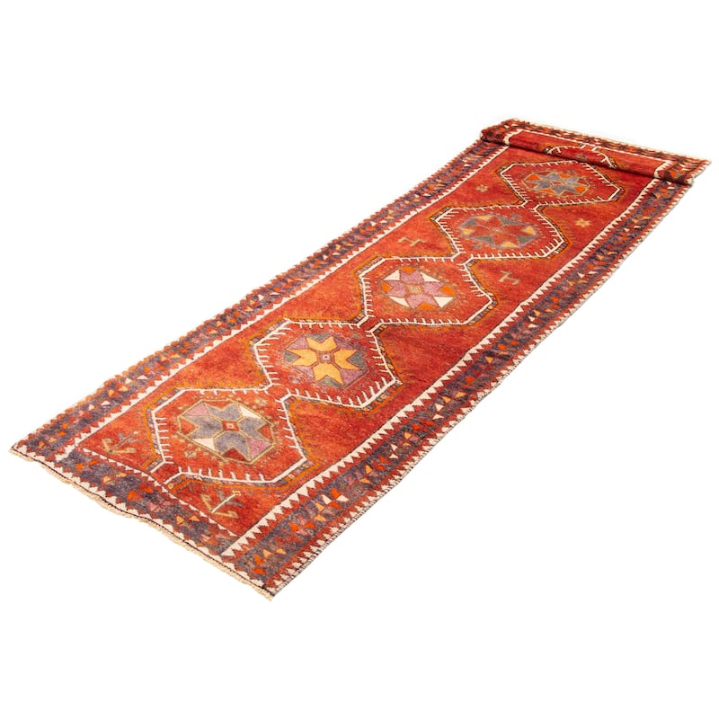ECARPETGALLERY Hand-knotted Melis Vintage Dark Copper Wool Rug - 3'10 x 13'0