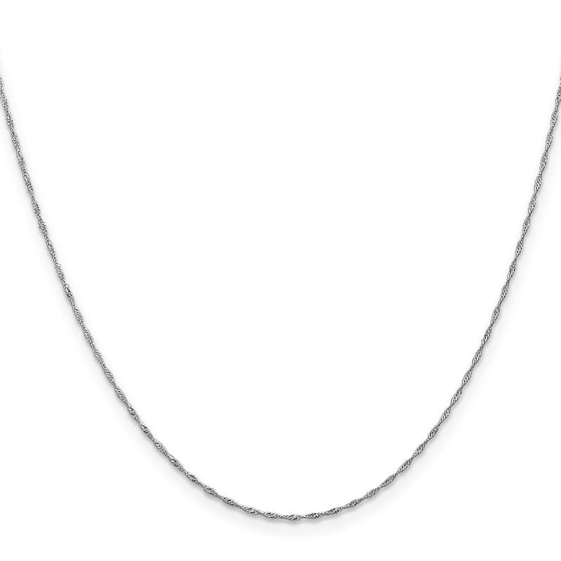 Curata 14k White Gold 9" or 10" 1mm Singapore Chain Anklet (Spring-ring)