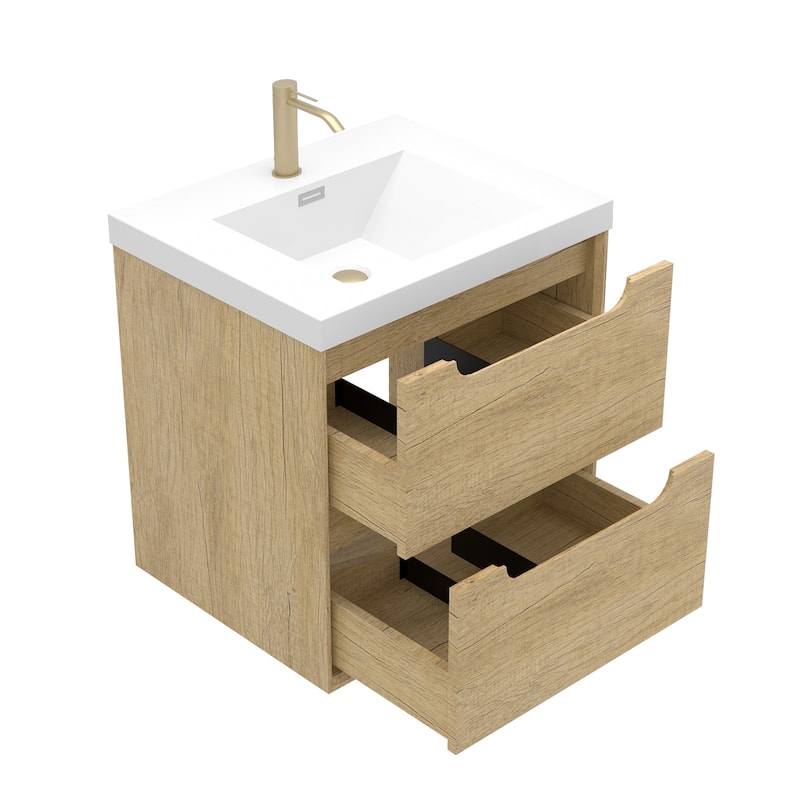 Prismis 24" 30" Wall-Mount Premium Bathroom Vanity with Integrated Sink