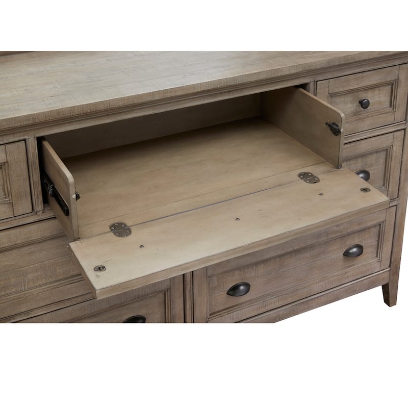 Magnussen Home Paxton Place Dovetail Grey Drawer Dresser With Landscape Mirror