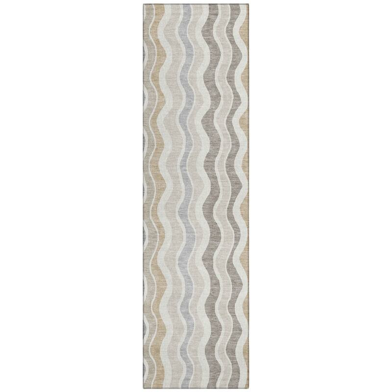 Machine Washable Indoor/ Outdoor Funky Stripe Chantille Rug