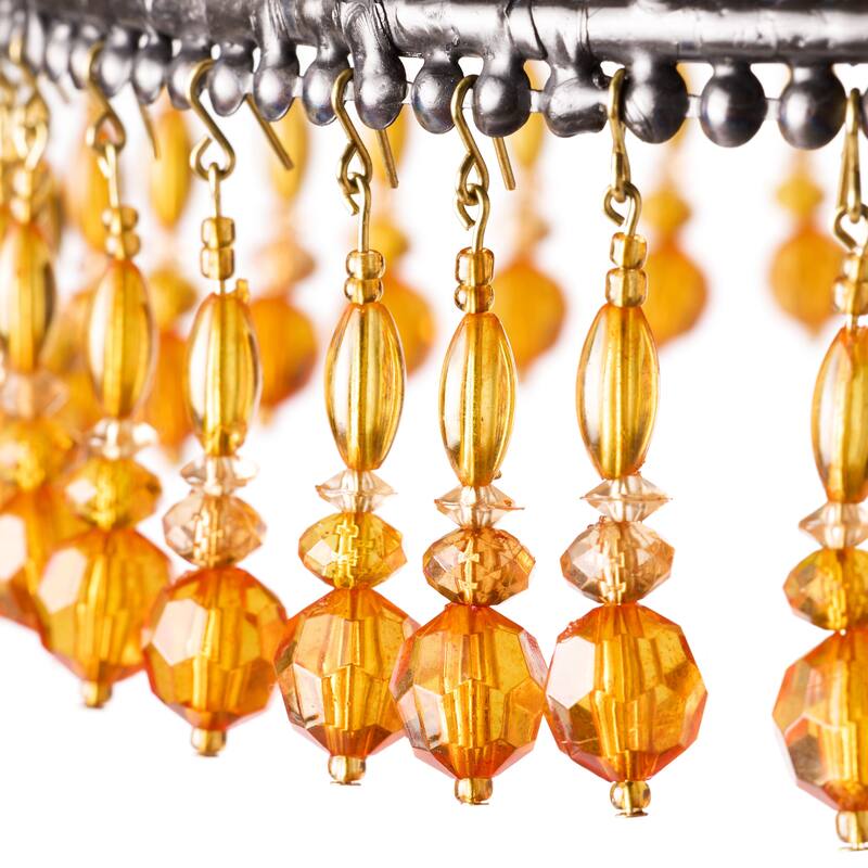 Parisian River of Goods Antique Silver Polyresin and Stained Glass Bell Shade 24-Inch Table Lamp - 12" X 12" X 24"