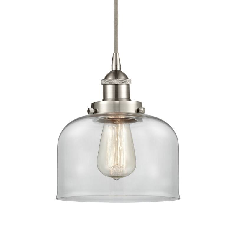 Innovations Lighting 616-1PH-10-8 Bell Pendant Bell 8" Wide Mini - Brushed Satin Nickel / Clear