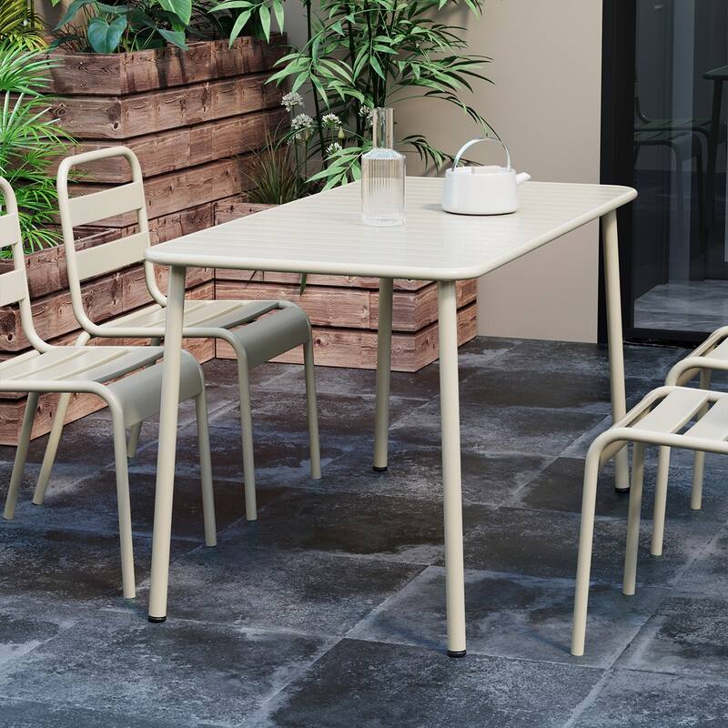 Long Table Outdoor Dining Table Villa Courtyard Balcony Table Outdoor Leisure Table Simple Garden Waterproof Table - Retro White