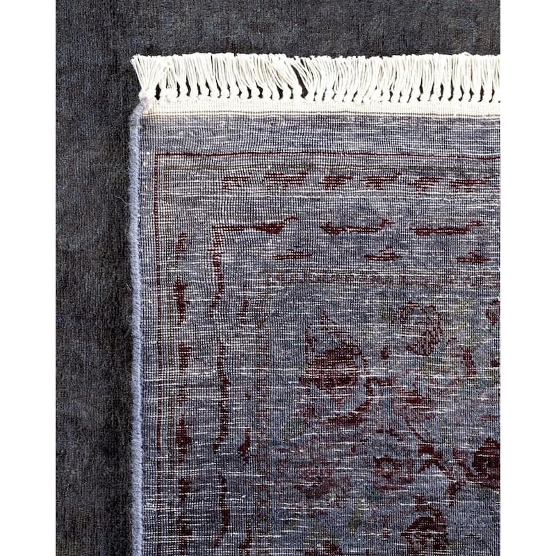 Overton Hand Knotted Wool Vintage Inspired Modern Contemporary Overdyed Gray Area Rug - 6' 2" x 9' 3"