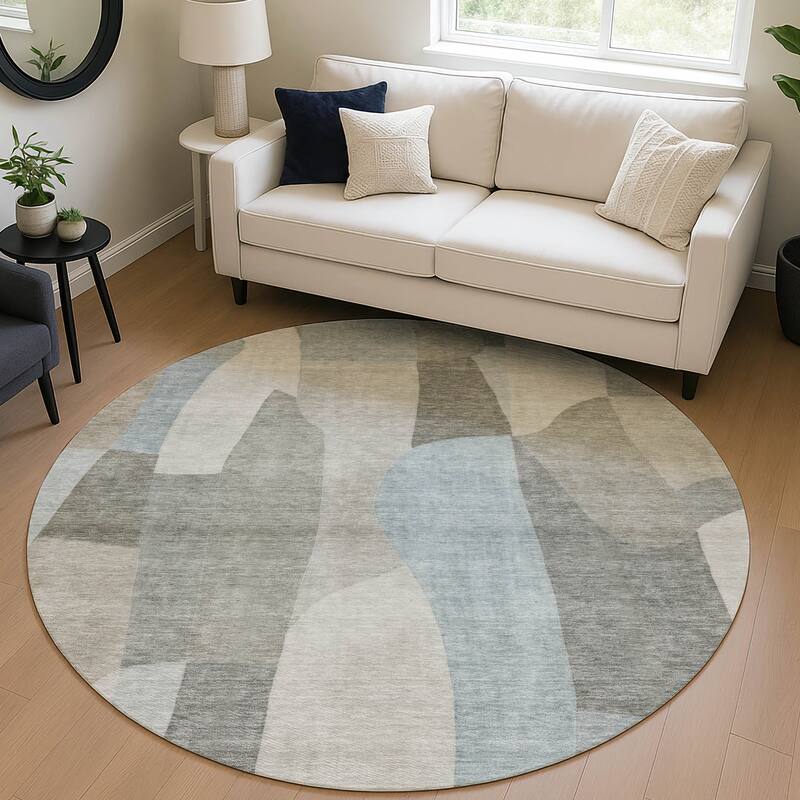 Machine Washable Indoor/ Outdoor Contemporary Layers Chantille Rug