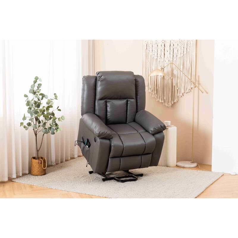 Faux Leather Power Lift Recliner Chair, Heat and Massage by Remote Control