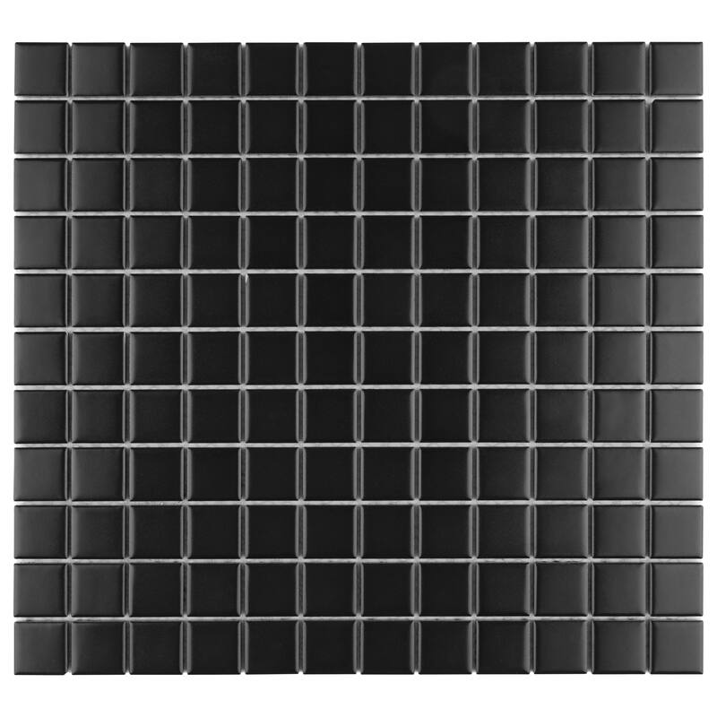 Merola Tile Metro 1" Square Matte Black 10-3/4" x 11-3/4" Porcelain Floor and Wall Tile
