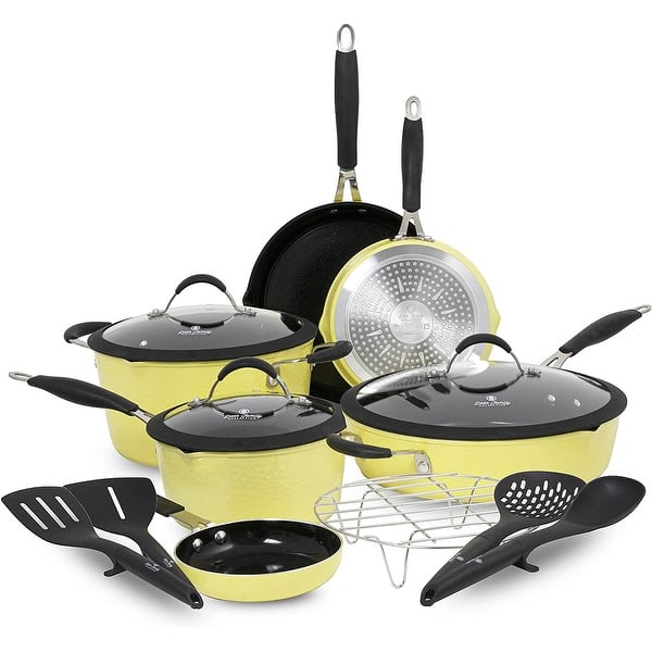 Paula Deen DFCW12B 14Piece Hammered Aluminum Cookware Set