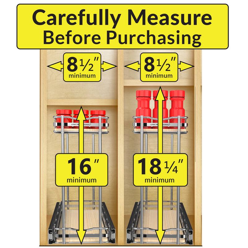 LYNK PROFESSIONAL® Elite™ Pull Out Cabinet Organizer - 6"x21" - Sliding Spice, Bottle Storage - Lifetime Ltd Warranty, Wood