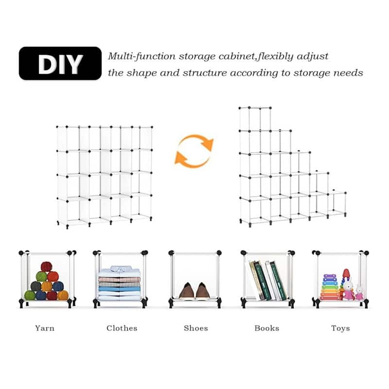 14 Cube Stackable Shoe Rack Organizer DIY Plastic Shoe Storage Cabinet for Closet & Entryway - N/A