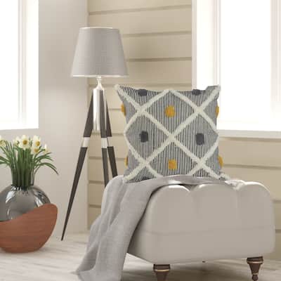 Sevita Striped and Tufted Multicolored Throw Pillow