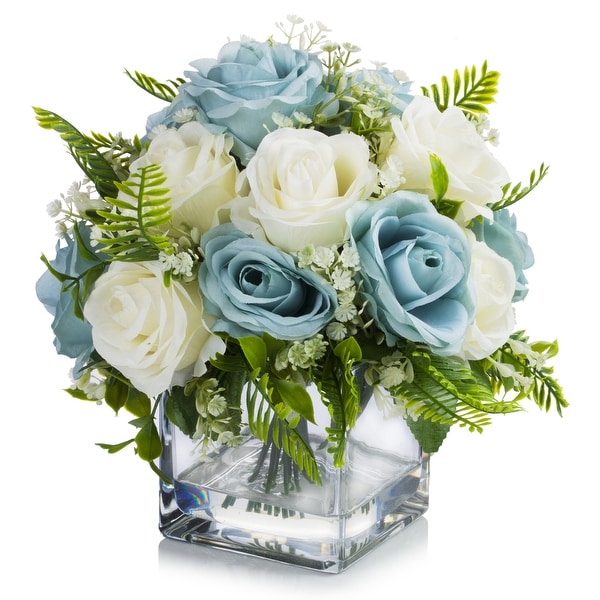 Flowers Mini White Roses Bouquet Wedding decor Artificial Cream Roses ...