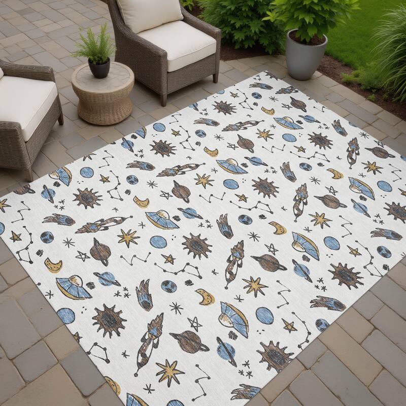 Machine Washable Indoor/ Outdoor Spaceship Chantille Rug