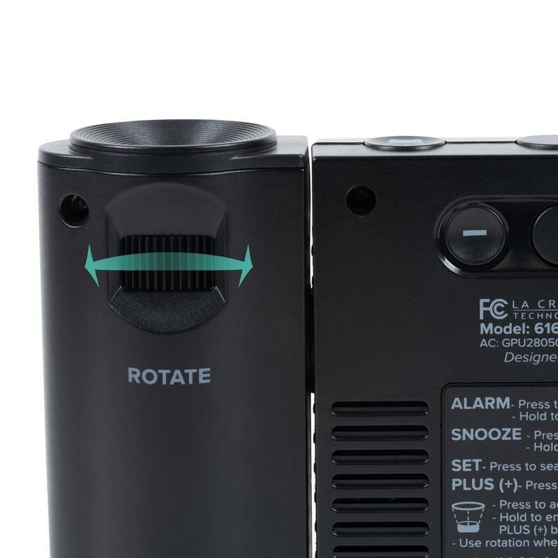 La Crosse Black Atomic Projection Alarm Clock with Temp, 616-41667