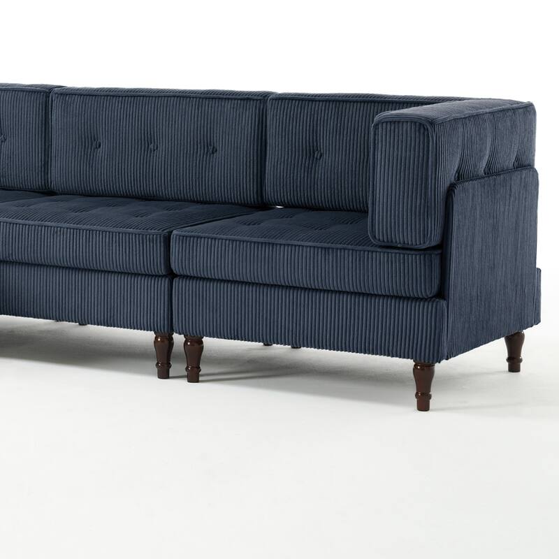 4-Piece 98" W Upholstered Modular Corduroy Sectional Sofa