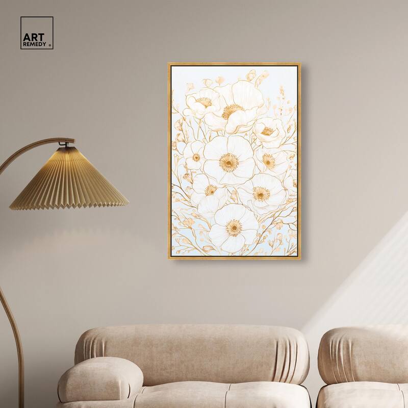 White and Gold Poppies II Canvas by Art Remedy
