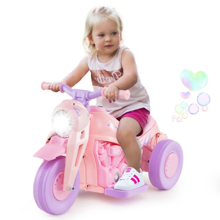 6V Kids Electric Ride on Motorcycle with Bubble Maker and Music - 32"x 14" x 17"