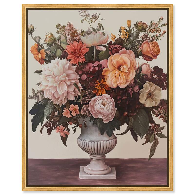 Autumn Tan Floral Canvas by Art Remedy - Gold - 16" x 20"